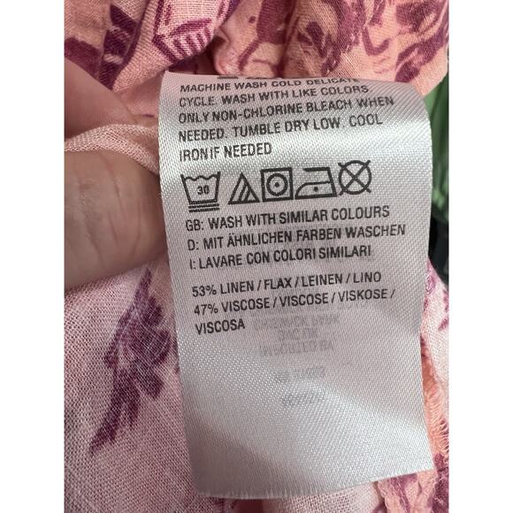 Naturals D & Co Linen Blend Pink Tropical Pro T Skirt Set XL/1X Resort Cruise - Picture 6 of 7